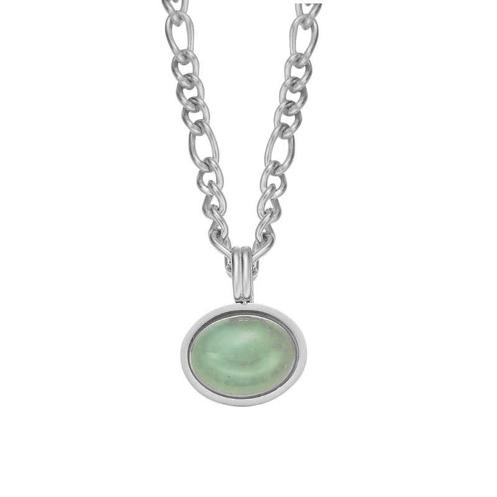 Oval Turquoise Strength Titanium Steel Necklace Pendant - Silver - image 16