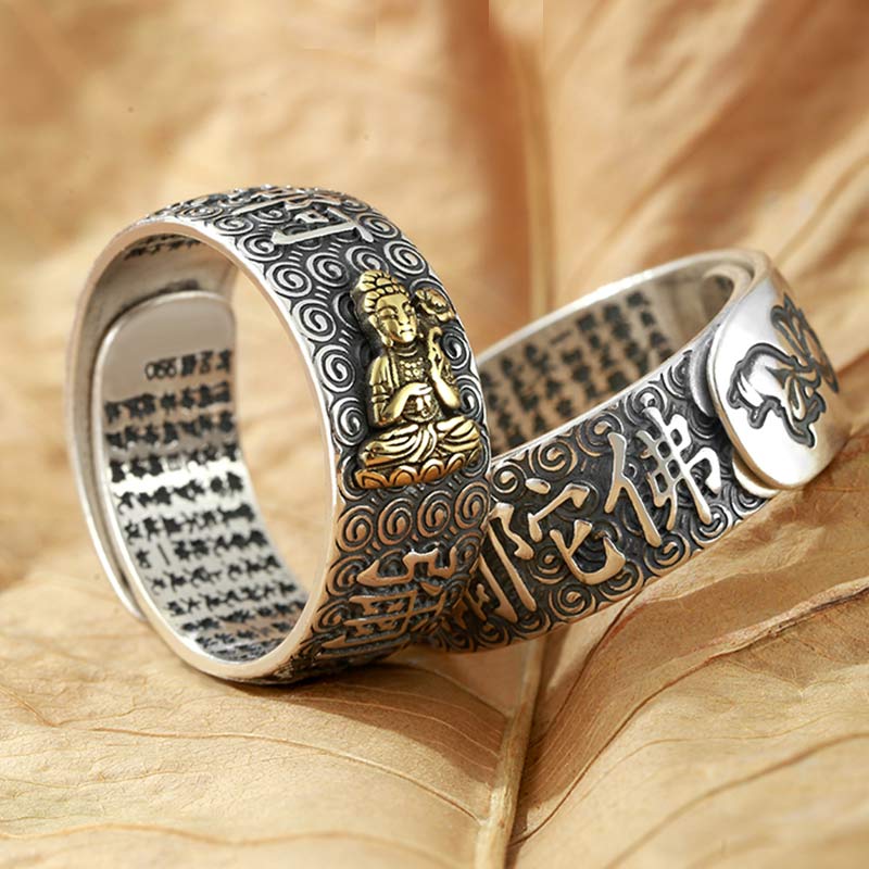Buddha Stones Chinese Zodiac Natal Buddha Wealth Luck Adjustable Ring - image 1