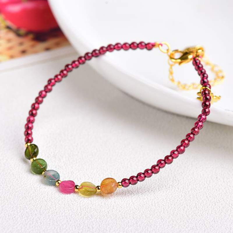 Garnet Tourmaline Butterfly Protection Bracelet Anklet - image 1