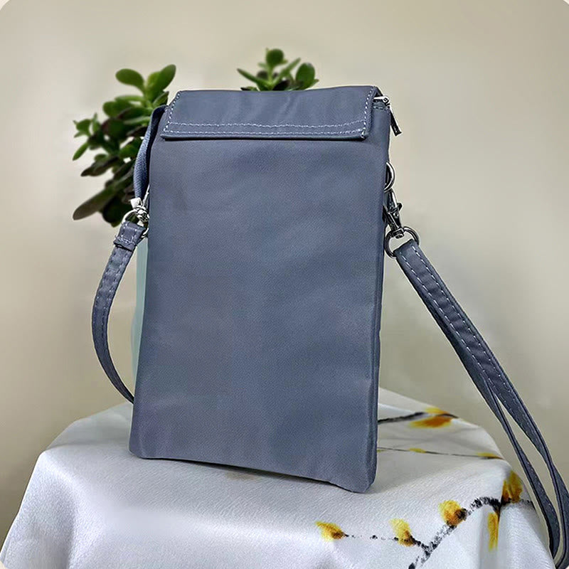 Buddha Stones Waterproof Handmade Embroidered Lotus Flowers Crossbody Bag Shoulder Bag Cellphone Bag - image 26