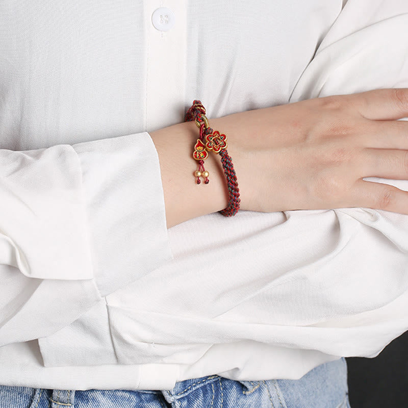 Buddha Stones Handmade Colorful Gourd Flower Protection Braided String Bracelet - image 7