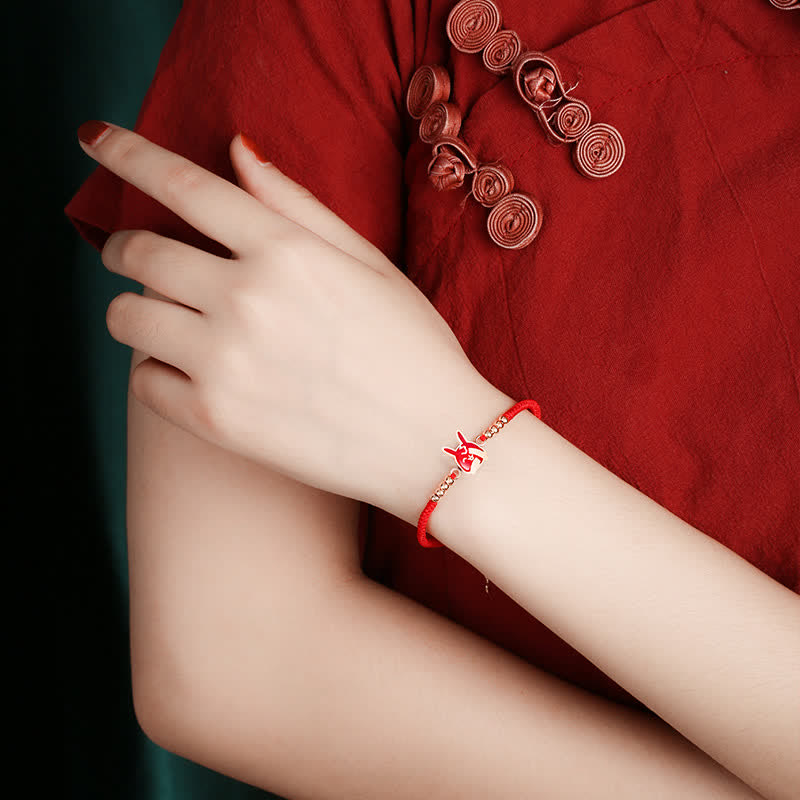 Buddha Stones 925 Sterling Silver Chinese Zodiac Luck Faith Discolor Red String Bracelet - image 3