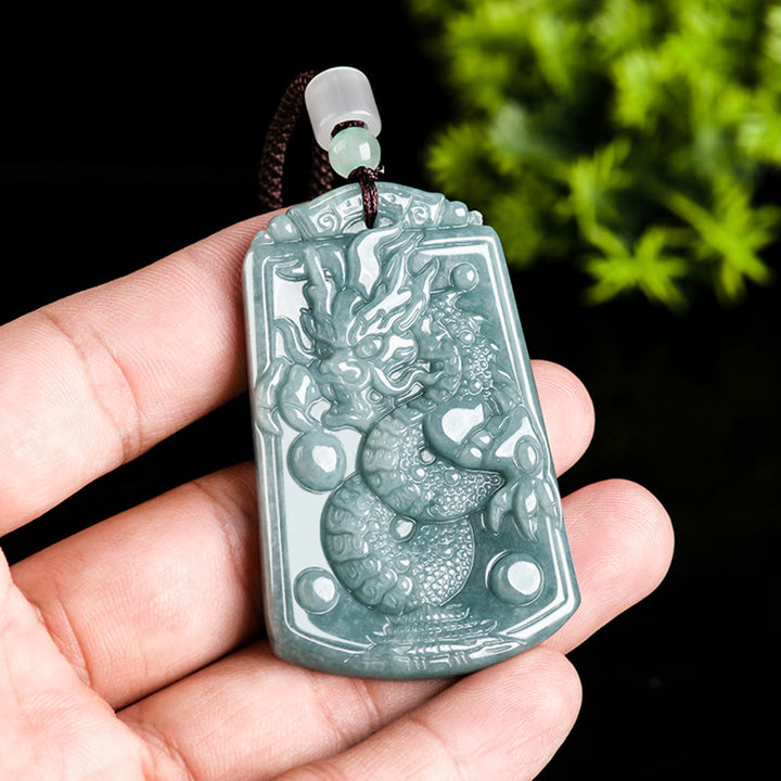 Buddha Stones Year Of The Dragon Chinese Zodiac Dragon Travels The World Jade Strength Necklace Pendant - image 3