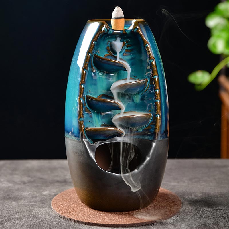 Buddha Stones Tibetan Dragon Protection Incense Burner Decoration - Blue - image 0