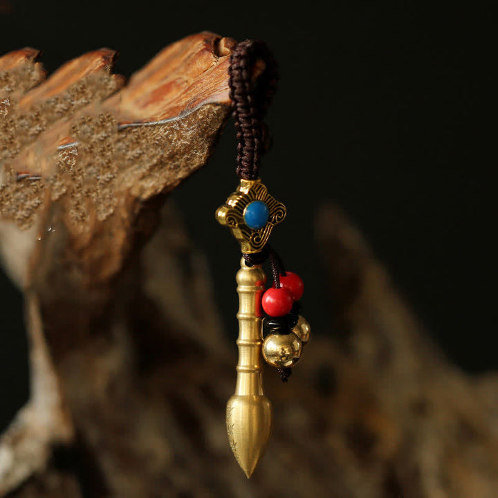 Feng Shui Yin Yang Bagua Wenchang Pen Pagoda Prayer Wheel Keychain - Wenchang Pen - image 1