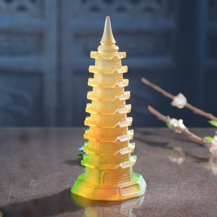 Feng Shui Wenchang Tower Handmade Liuli Crystal Pagoda Art Piece Luck Home Office Decoration - image 8