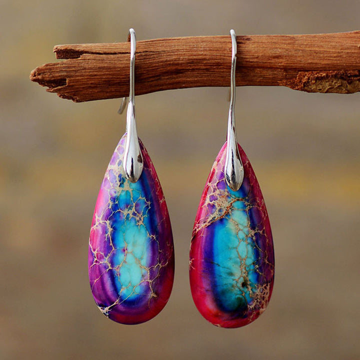 Buddha Stones Emperor Stone Crystal Happiness Earrings - Purple Emperor Stone - image 4