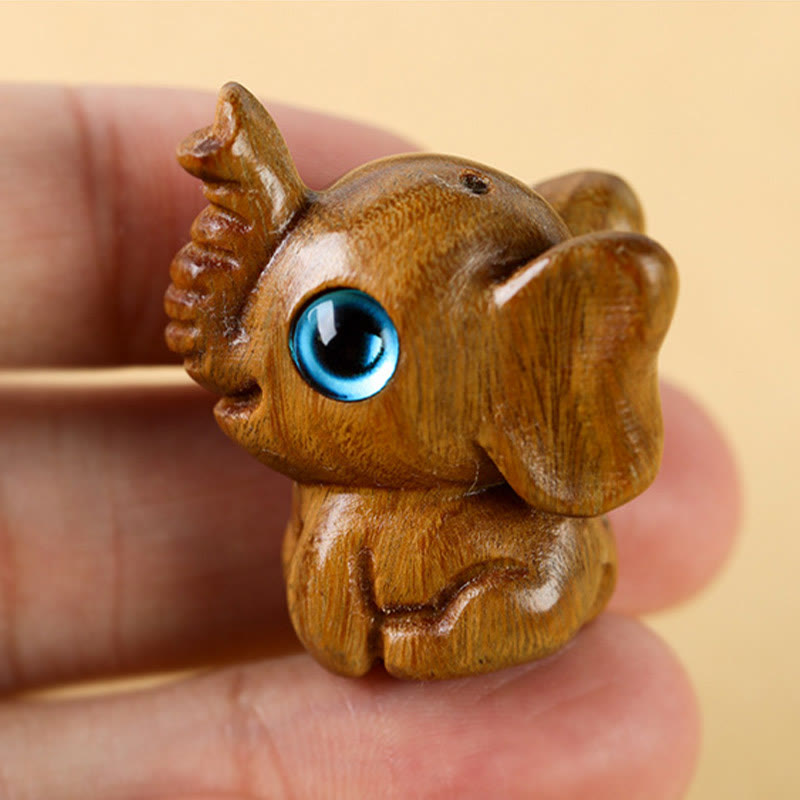 Buddha Stones Sandalwood Small Leaf Red Sandalwood Green Sandalwood Lucky Mini Elephant Carved Protection Decoration - image 14