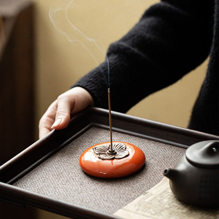 Persimmon Ceramic Meditation Healing Incense Burner Incense Holders - image 2