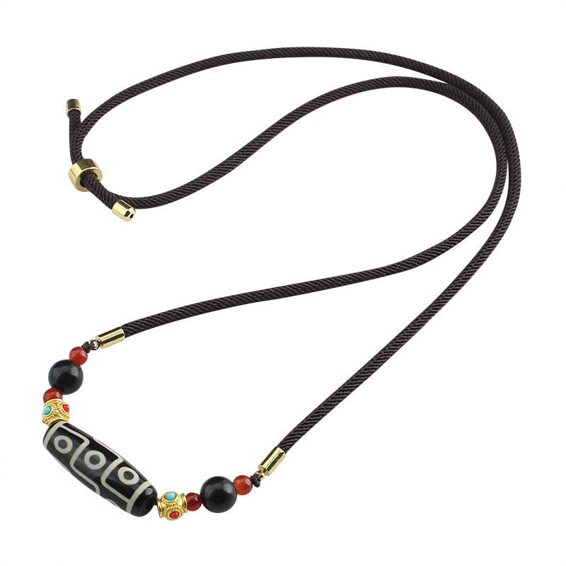 Buddha Stones Tibetan Nine-Eye Dzi Bead Protection Blessings String Necklace Pendant - image 10