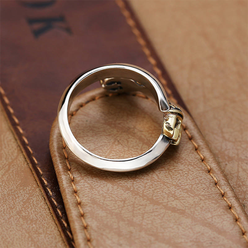 Buddha Stones Tibetan Dorje Vajra Engraved Design Copper Luck Wealth Adjustable Ring - image 4