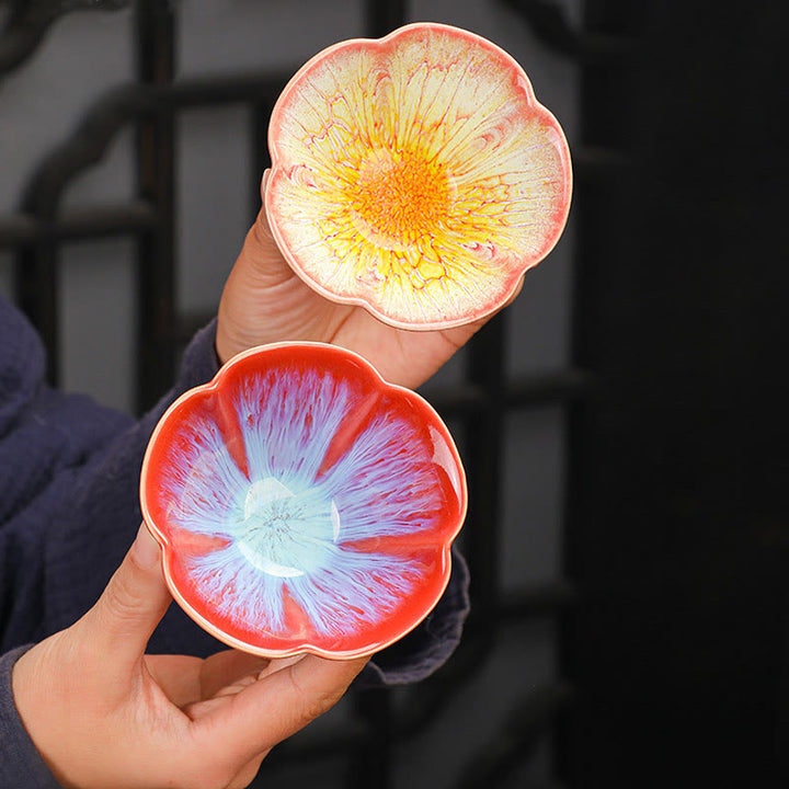 Buddha Stones 6Pcs Plum Blossom Petal Pattern Chinese Jianzhan Kiln Change Ceramic Teacup Kung Fu Tea Cup Bowl With Gift Box - image 3