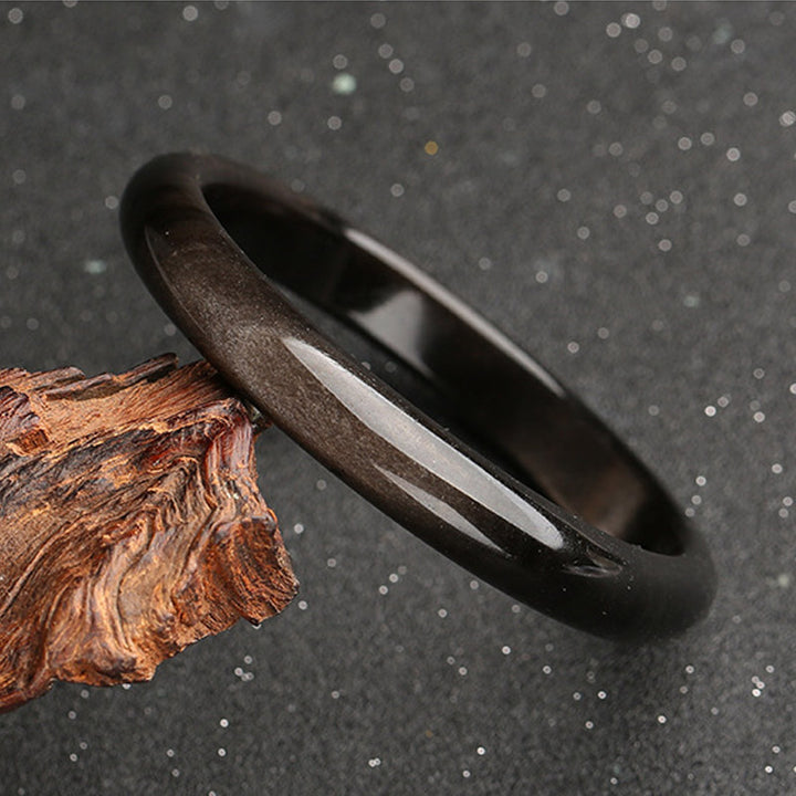 Buddha Stones Gold Sheen Obsidian Silver Sheen Obsidian Protection Bracelet Bangle - image 4