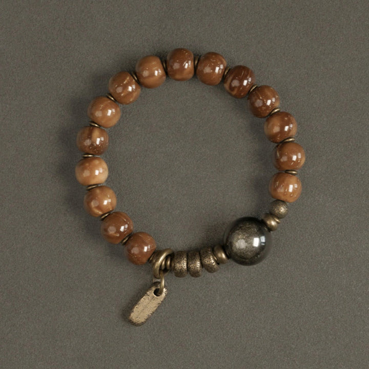 Buddha Stones Kuka Seed Tiger Eye Gold Sheen Obsidian Copper Wealth Luck Bracelet - image 7