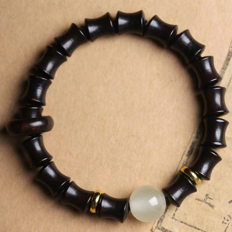 Buddha Stones Ebony Green Sandalwood Black Rosewood Bamboo Peace Bracelet - image 1