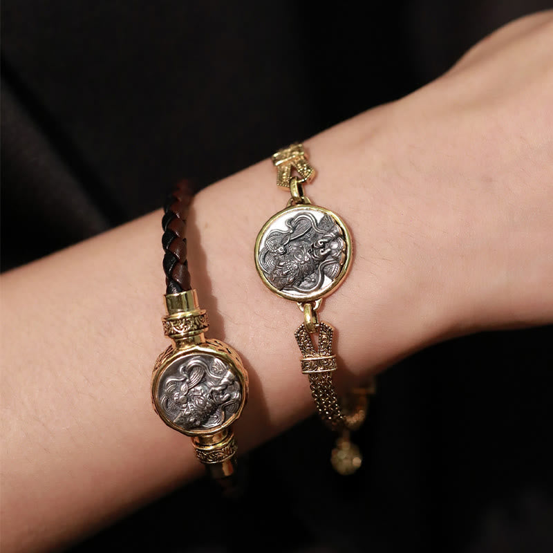 Buddha Stones Tibetan 925 Sterling Silver Zakiram Goddess of Wealth Blessing Protection Bracelet - image 1