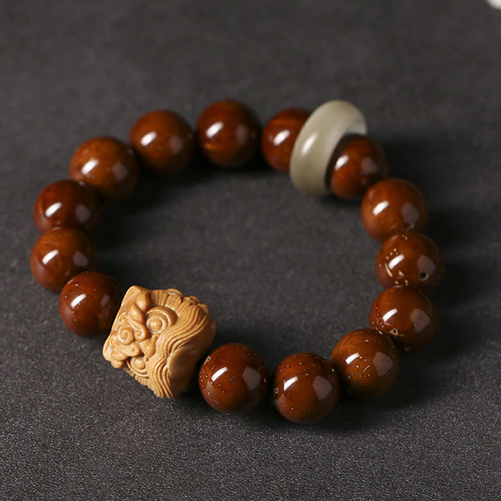 Buddha Stones Purple Bodhi Seed Dancing Lion Wisdom Bracelet - image 12
