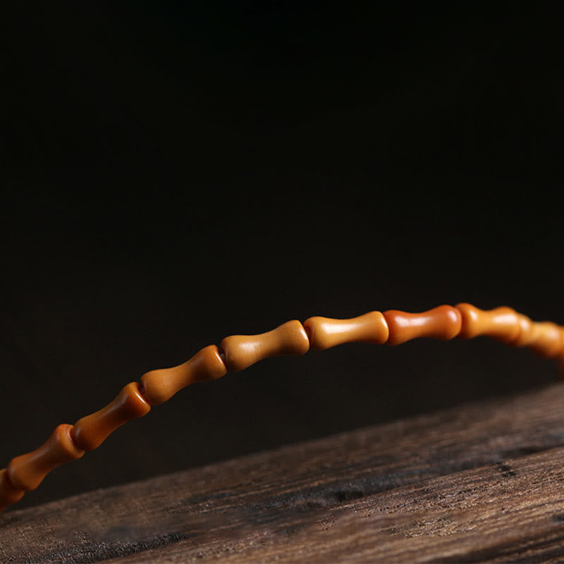 Buddha Stones Natural Olive Pit Green Aventurine Bamboo Pattern Luck Bracelet - image 6