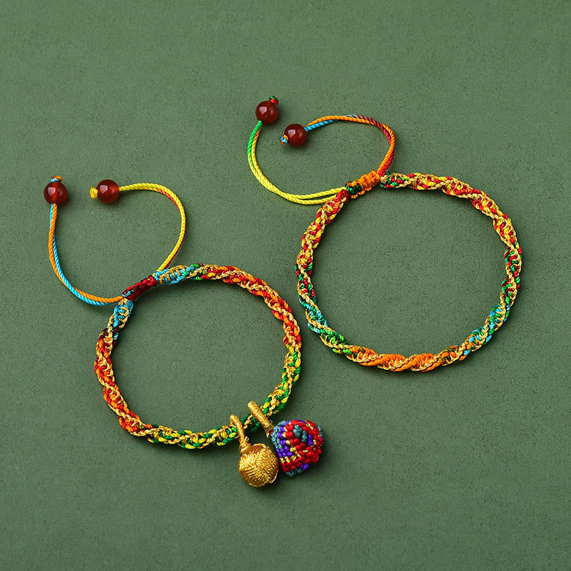 Buddha Stones Colorful Rope Luck Handcrafted Zongzi Charm Bracelet - image 5