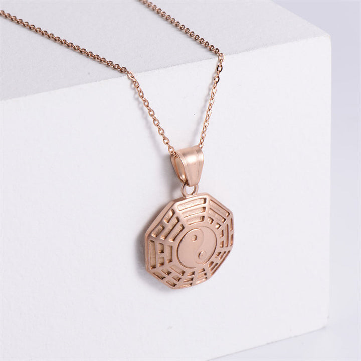 Buddha Stones Bagua Yin Yang Titanium Steel Balance Necklace Chain Pendant - image 8