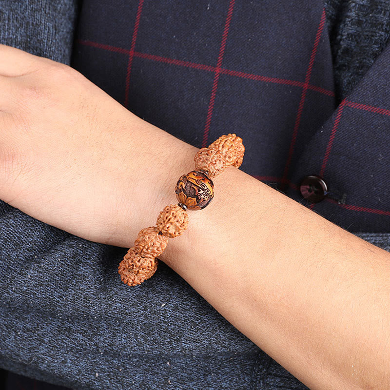Buddha Stones Tibet Rudraksha Bodhi Seed PiXiu Copper Coin Wealth Luck Bracelet - image 10
