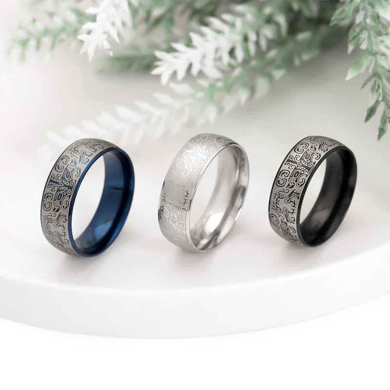 Buddha Stones Lucky Mythological Creature Taotie Wealth Titanium Steel Ring - image 1