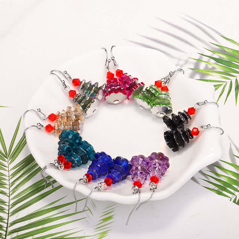 Various Crystals Christmas Tree Amethyst Peace Healing Drop Earrings - image 1