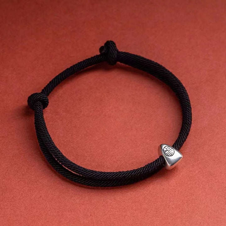 Buddha Stones 925 Sterling Silver Fu Character Blessing Handmade Braided Bracelet - Black - image 13