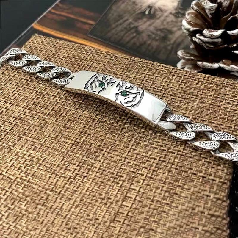 Buddha Stones Tiger Tang Dynasty Flower Design Copper Luck Chain Bracelet - image 7