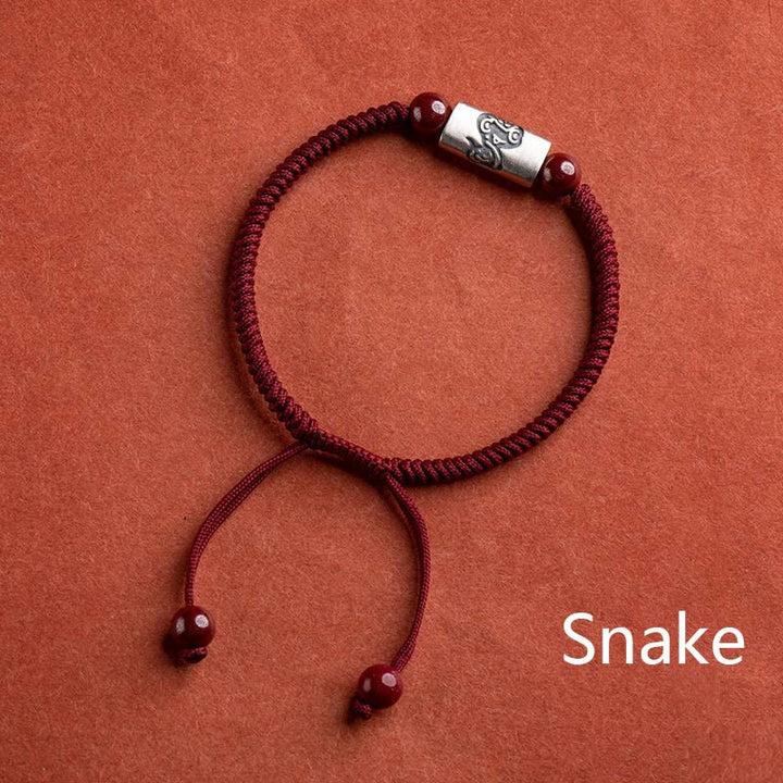 Buddha Stones 925 Sterling Silver 12 Chinese Zodiac Cinnabar String Bracelet - Snake(Wrist Circumference 14-18cm) - image 18