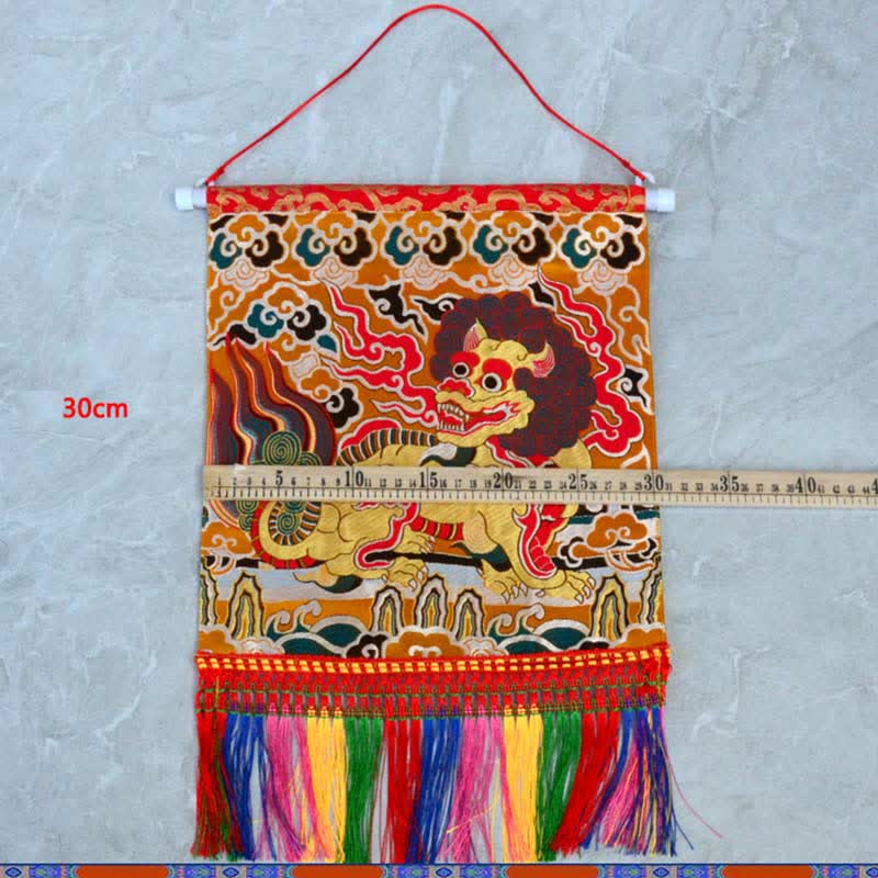 Feng Shui Kirin Spiritual Colorful Tassel Wall Art - image 4