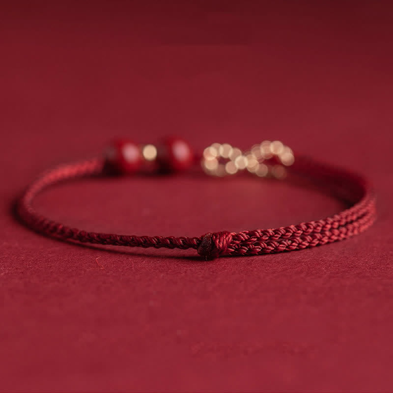 Buddha Stones Cinnabar Blessing Red String 14K Gold Infinity Symbol Bracelet Anklet - image 7