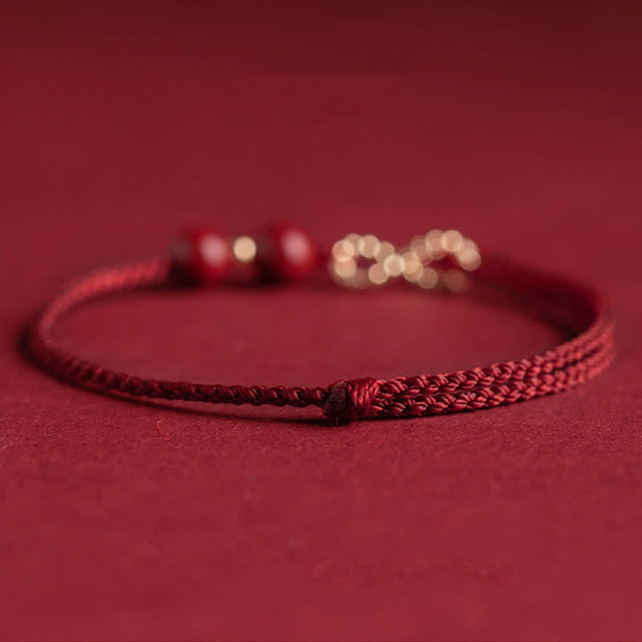 Buddha Stones Cinnabar Blessing Red String 14K Gold Infinity Symbol Bracelet Anklet - image 7