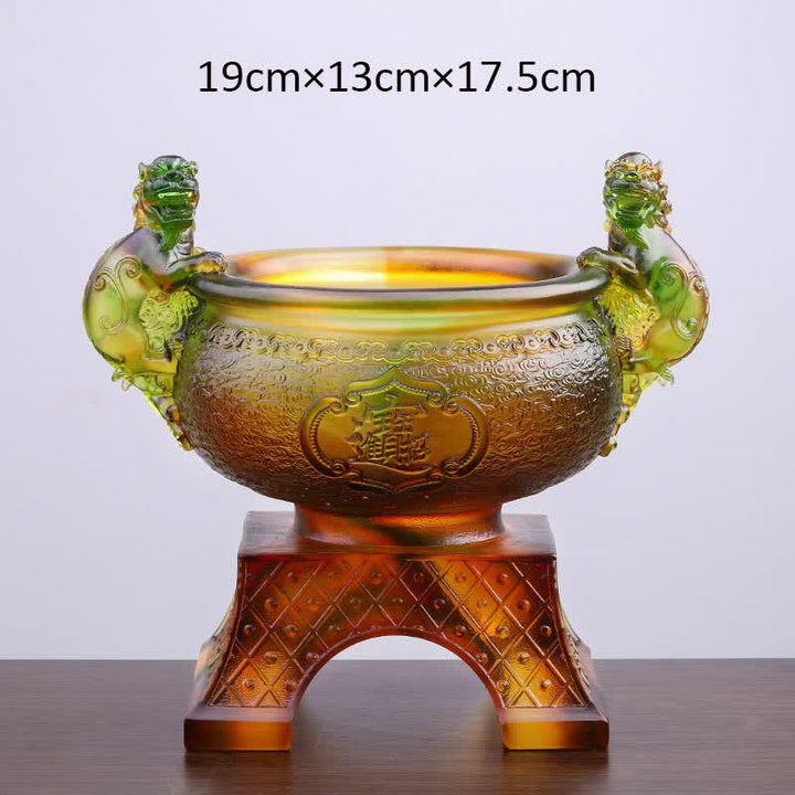 Handmade Liuli Crystal PiXiu Treasure Bowl Art Piece Home Decoration - image 7