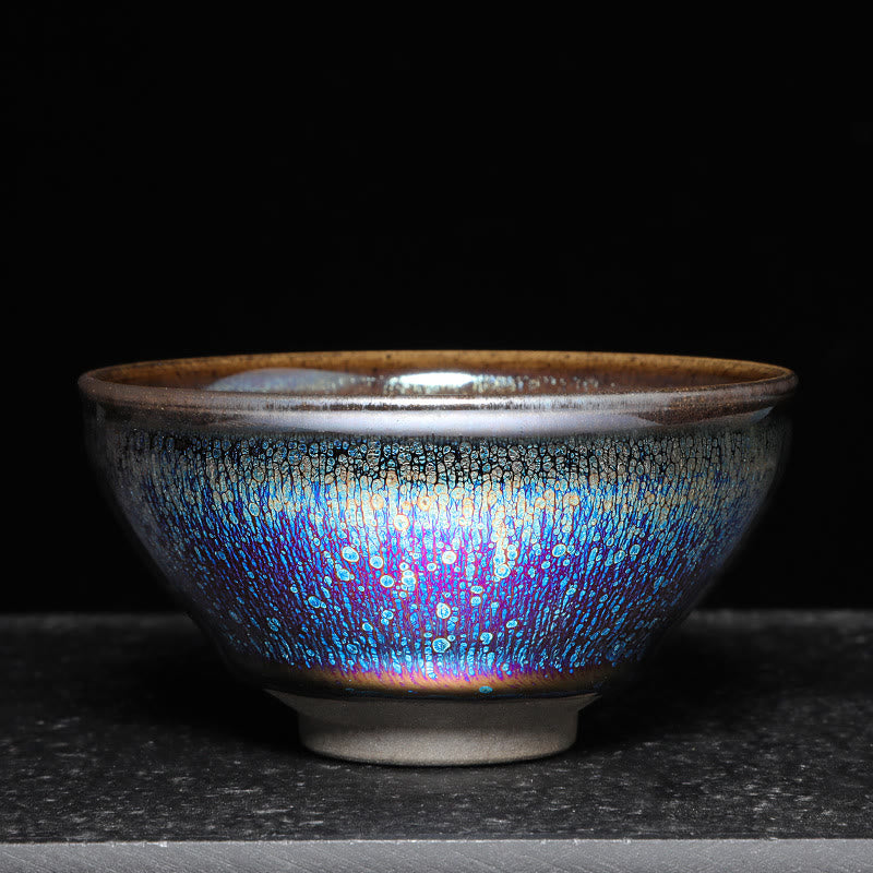 Buddha Stones Chinese Jianzhan Blue Colorful Glaze Ceramic Teacup Tenmoku Kung Fu Tea Cup With Gift Box - image 2