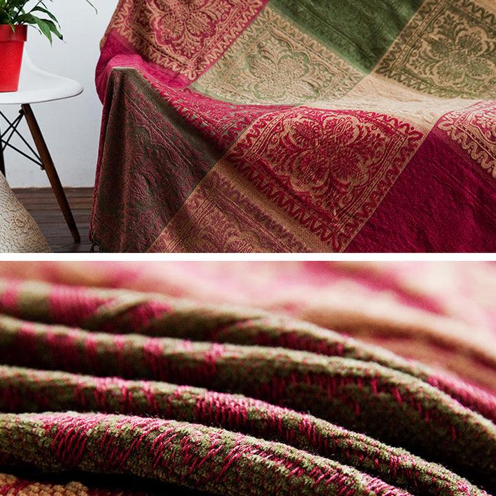 Buddha Stones Tibetan Multicolored Flower Pattern Hand-Dyed Blanket - image 6