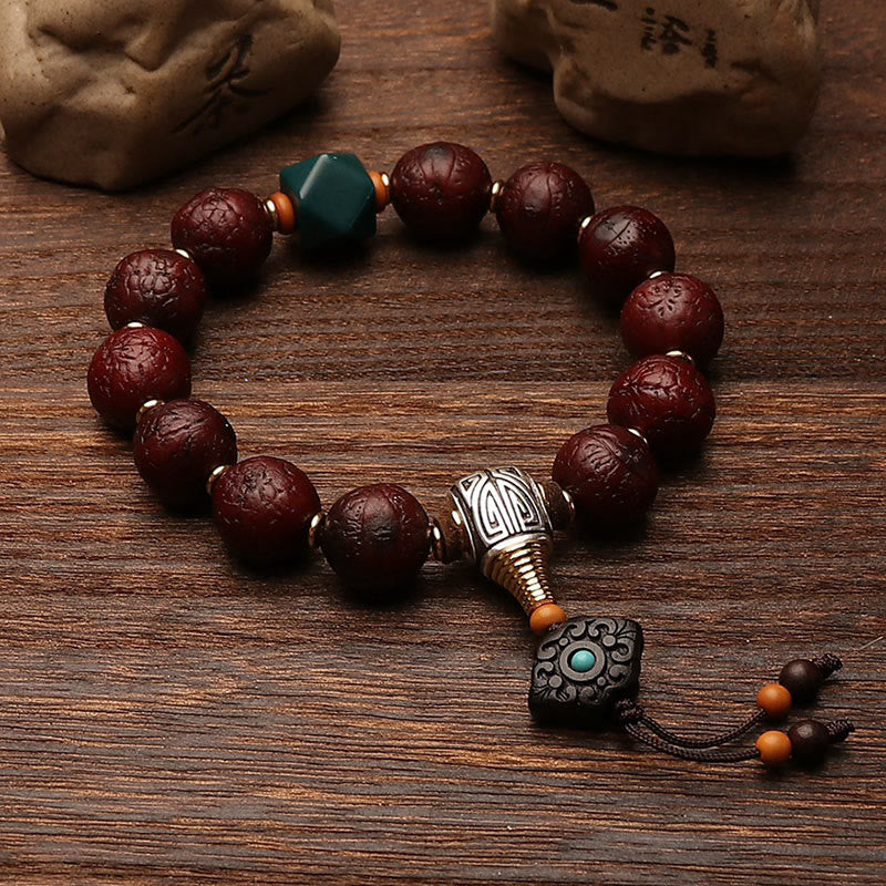 Buddha Stones Tibetan Bodhi Seed Agate Bead Luck Wealth Tassel Charm Wrist Mala - image 3