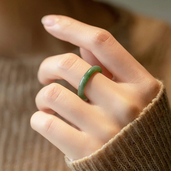 Buddha Stones Natural Jade Prosperity Abundance Ring - image 4