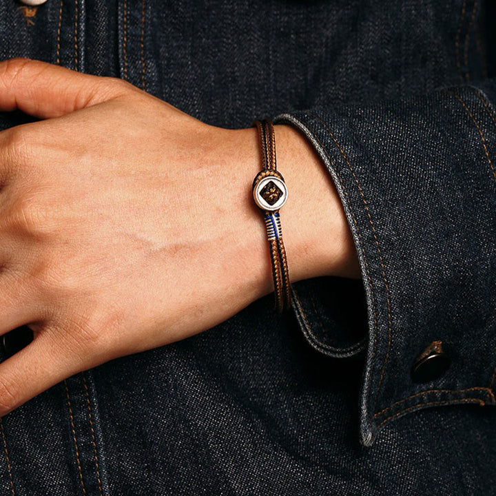 Buddha Stones  925 Sterling Silver Handmade Button Protection Weave String Bracelet - image 8