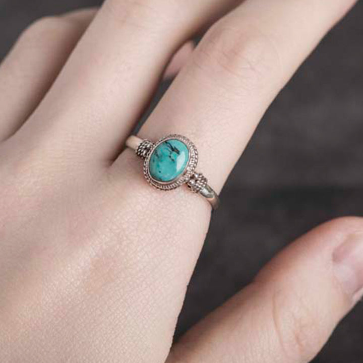 Buddha Stones 925 Sterling Silver Turquoise Wisdom Love Ring - image 3