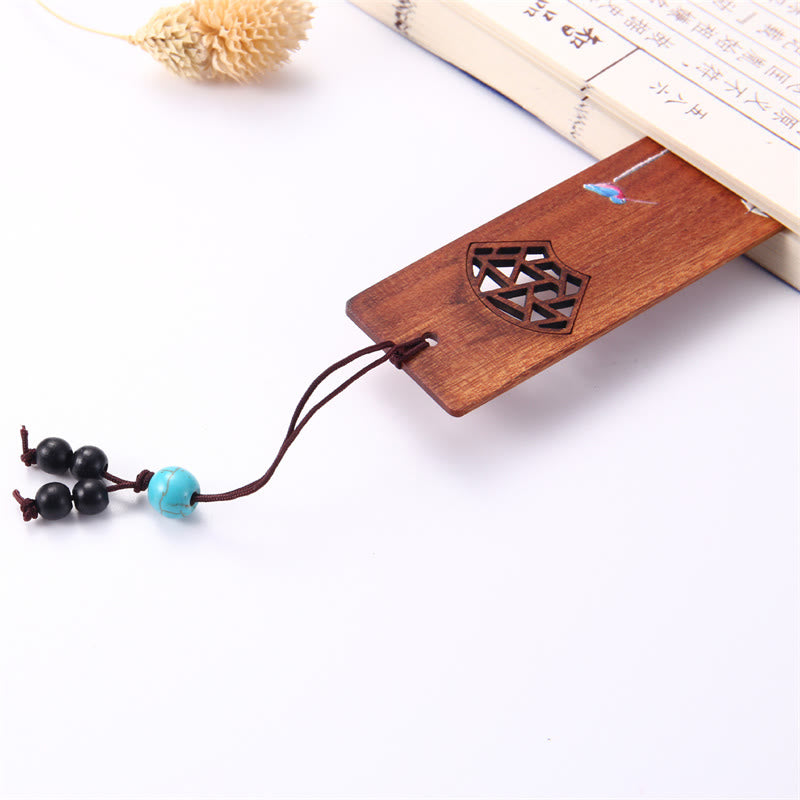 Buddha Stones 4Pcs Four Seasons Plum Orchid Bamboo Chrysanthemum Peking Opera Mask Wood Bookmarks With Gift Box - image 7