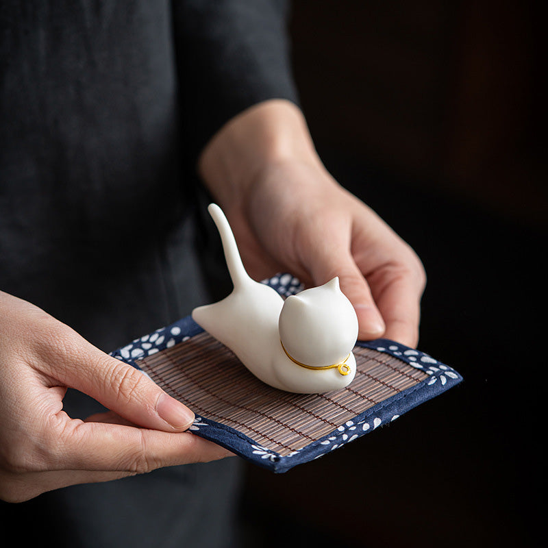 Lovely Cat Panda Ceramic Blessing Incense Burner Decoration - image 2