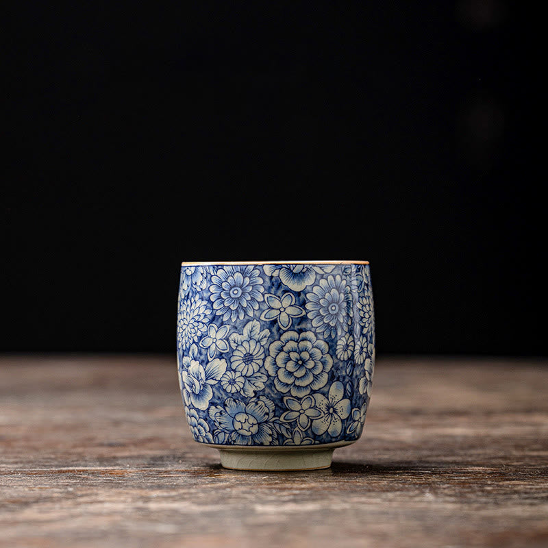 Buddha Stones Vintage Lotus Peony Plum Blossom Chrysanthemum Ceramic Teacup Tea Cups - 5.8cm*6.1cm*95ml - image 12