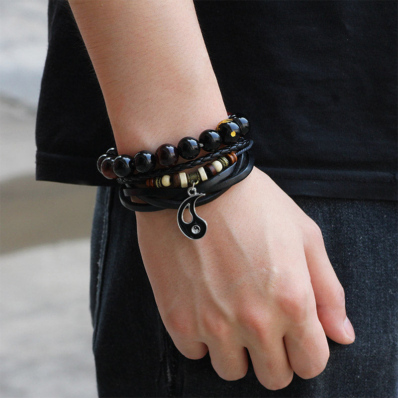 Buddha Stones Yin Yang Pendant Couple Balance Bracelet - image 9