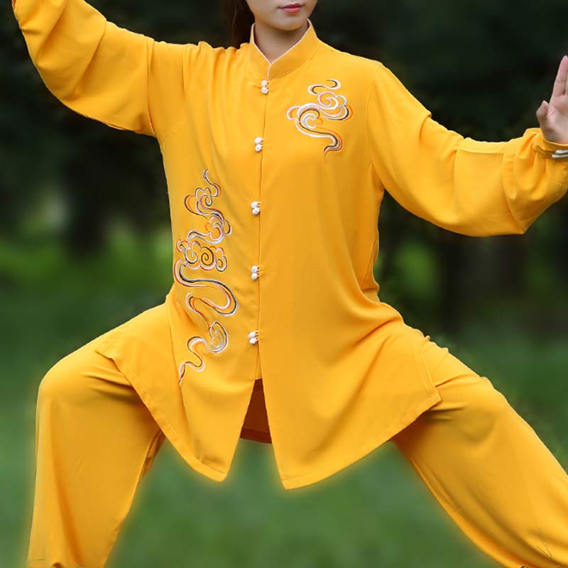 Buddha Stones Auspicious Clouds Embroidery Meditation Prayer Spiritual Zen Tai Chi Qigong Practice Unisex Clothing Set - image 1