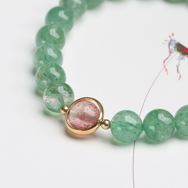 Buddha Stones Natural Green Strawberry Quartz Soothing Beaded Bracelet - image 2