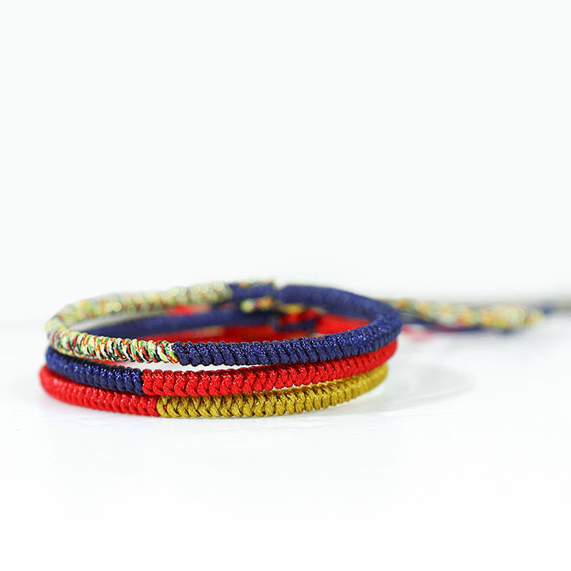 Buddha Stones Tibet Handmade Multicolor King Kong Knot Faith Protection Braided Two-Color String Bracelet - image 1