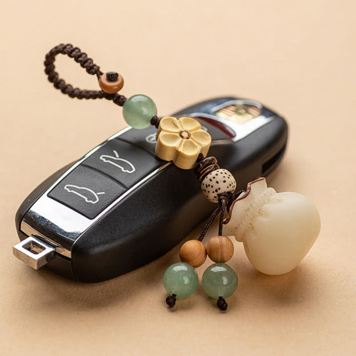 Buddha Stones Natural Bodhi Seed Money Bag Flower Blessing Prosperity Keychain - image 2