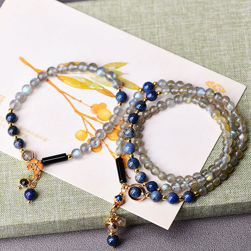 Buddha Stones Moonstone Lazurite Calm Healing Positive Bracelet - image 1