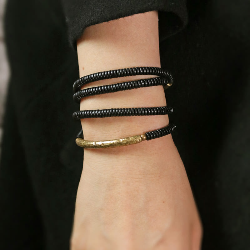 Buddha Stones Ebony Wood Copper Balance Multilayered Bracelet - image 14
